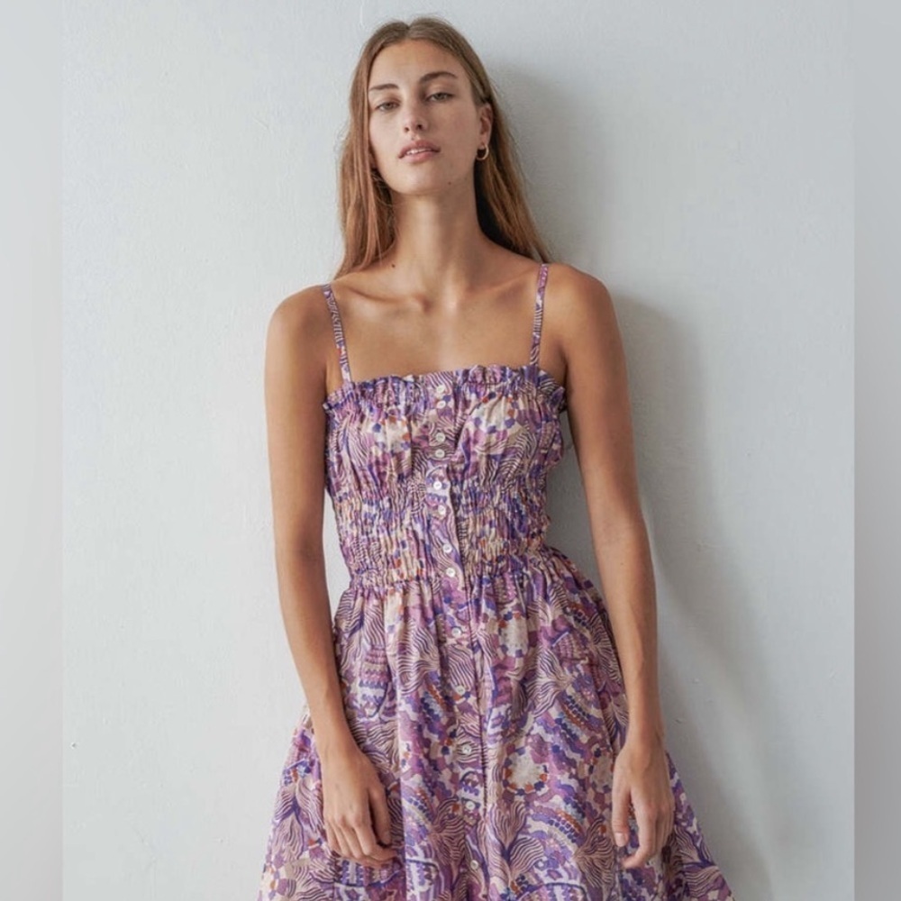 Chufy Jimmy Maxi Dress Gone Jammin Button Front Zion Red Pink Floral Pockets XS